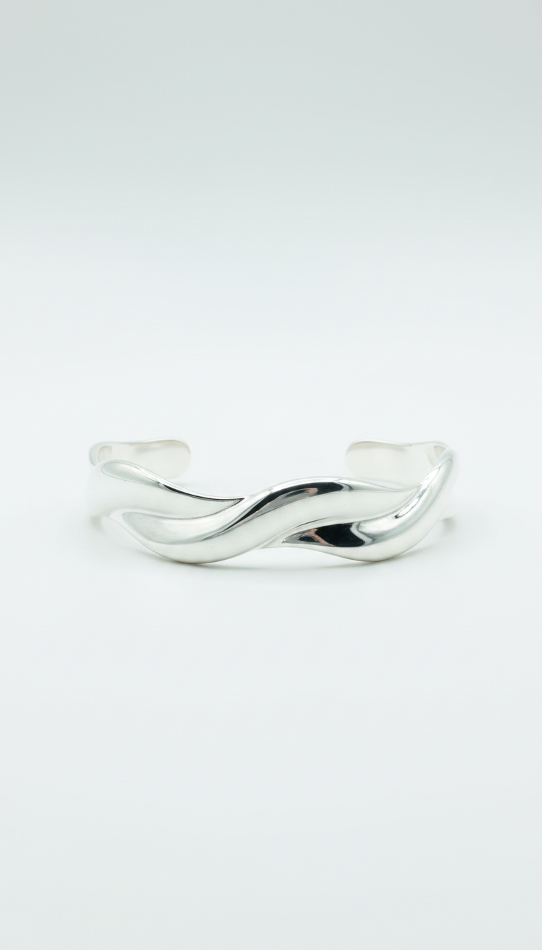 Sterling Silver Wave Cuff Bracelet