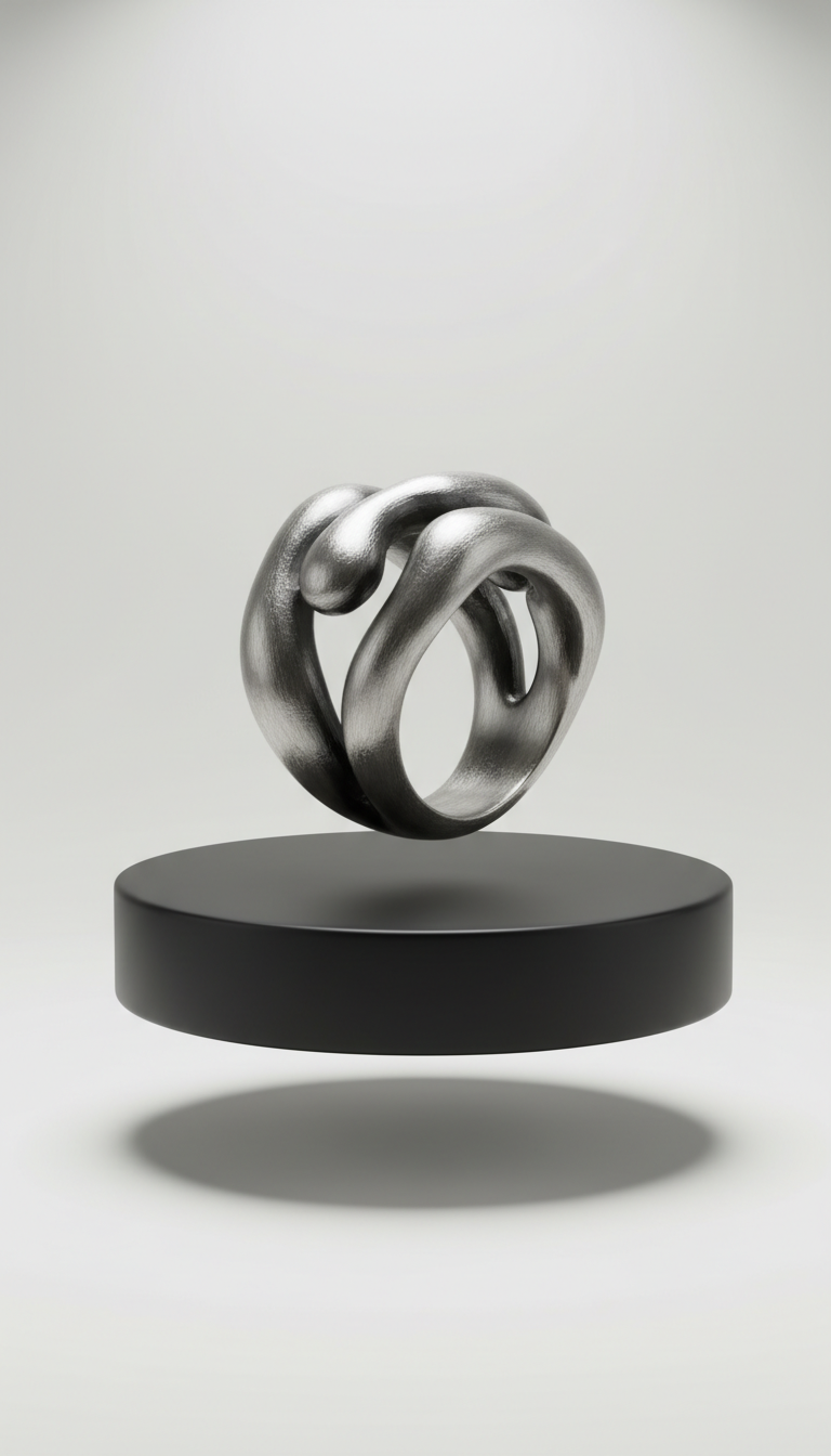 Matte black sterling silver statement ring