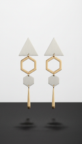 Geometric soft gold and silver drop earrings